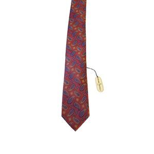 NWT BRUNO PIATTELLI Roma‎ Red Paisley Neck Tie 100% Silk Business Work Church